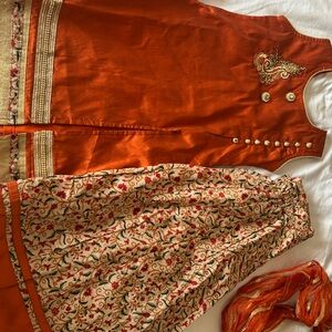 Orange and Cream Kids Dress Set